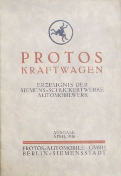 Protos Kraftwagen Modelprogram 1926 (S0080)
