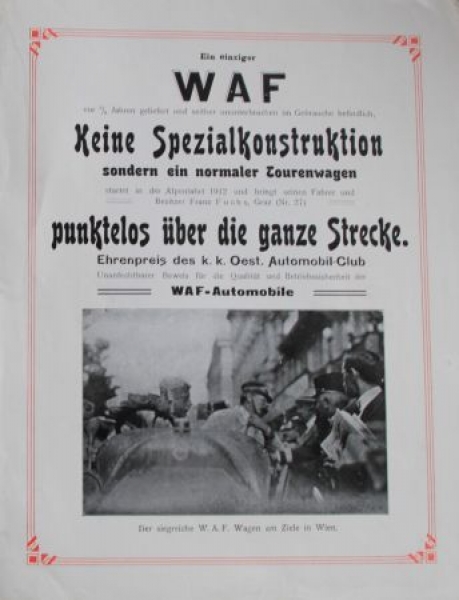 WAF Automobiles Wiener Automobilfabrik Modelprogram 1910 (S0084)