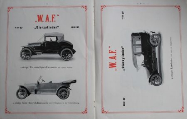 WAF Automobile Wiener Automobilfabrik Modellprogramm 1910 (S0084)