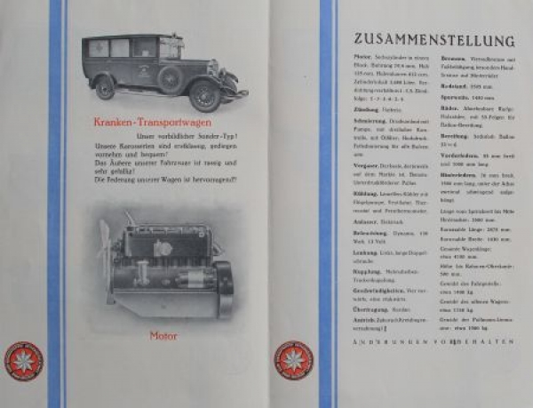 Elite 14/60 PS Sechszylinder Modellprogramm 1928 (S0106)