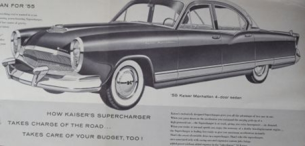 Kaiser Manhattan Supercharge Modellprogramm 1955 Automobilprospekt (0316)