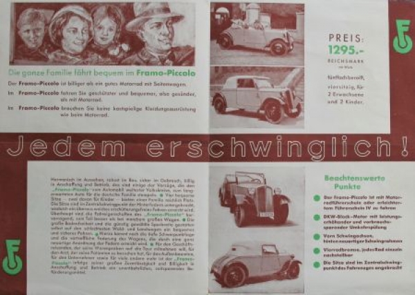 Framo Piccolo "Das Volksauto fuer Stadt und Land" 1935 (S0116)