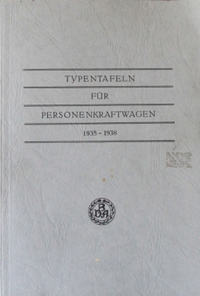"Typentafeln für Personenkraftwagen 1935-1938" Vehicle-Yearbook 1938 (0163)