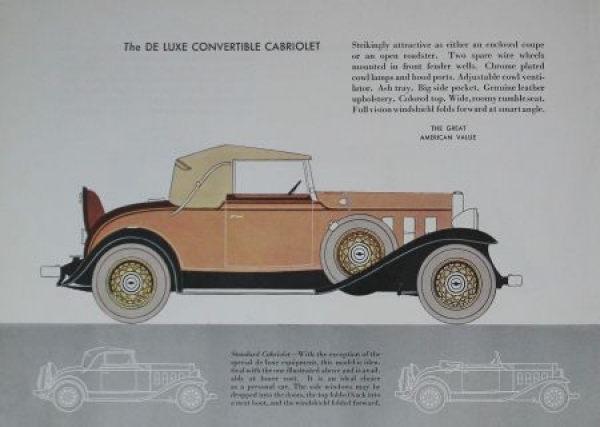 Chevrolet Six Modelprogram 1931 "The great American Value" Carbrochure (0149)