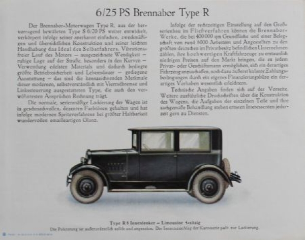 Brennabor 6/25 PS Type R Modelprogram 1926 (S0180)