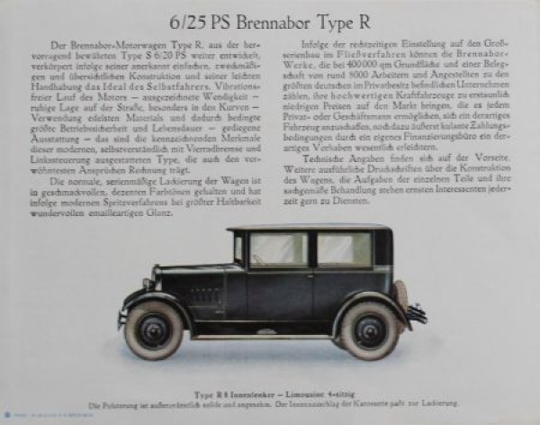 Brennabor 6/25 PS Type R Modellprogramm 1926 (S0180)