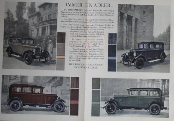 Adler Favorit Modelprogram 1929 Carbrochure (0181)