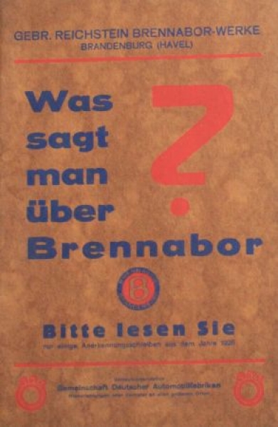 Brennabor "Was sagt man ueber Brennabor?" 1926 (S0184)