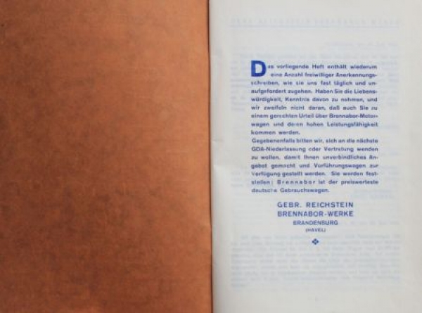 Brennabor "Was sagt man ueber Brennabor?" 1926 (S0184)