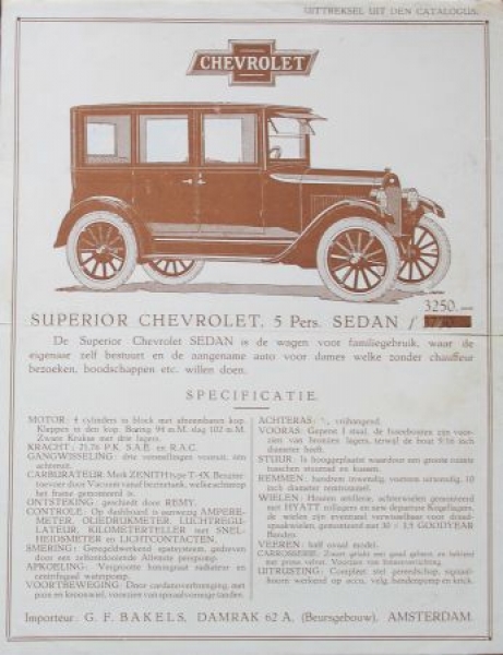 Chevrolet Superior Modellprogramm 1926 Automobilprospekte (3895)