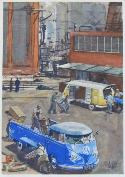Volkswagen T1 Transporter 1958 Factory-Postcard Victor Mundorff (0233)