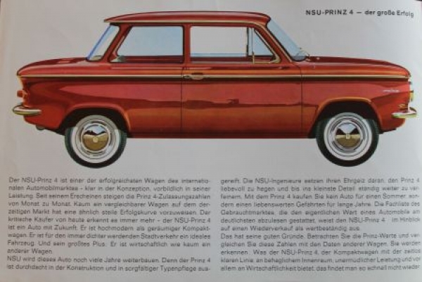 NSU Prinz 4 Modellprogramm 1961 Automobilprospekt (4005)