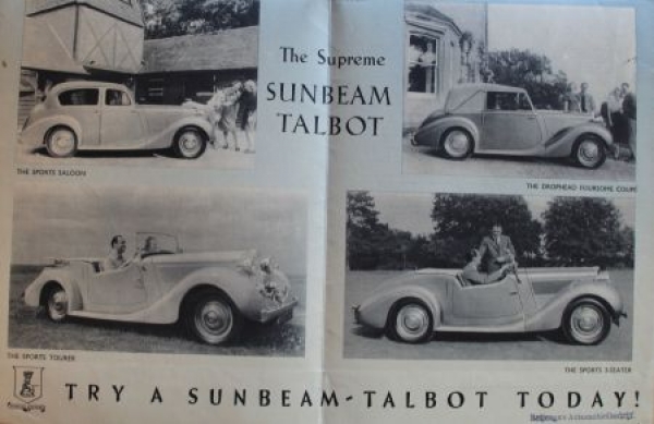 Sunbeam Talbot 2 Litre Modelprogram 1940 Carbrochure (3880)