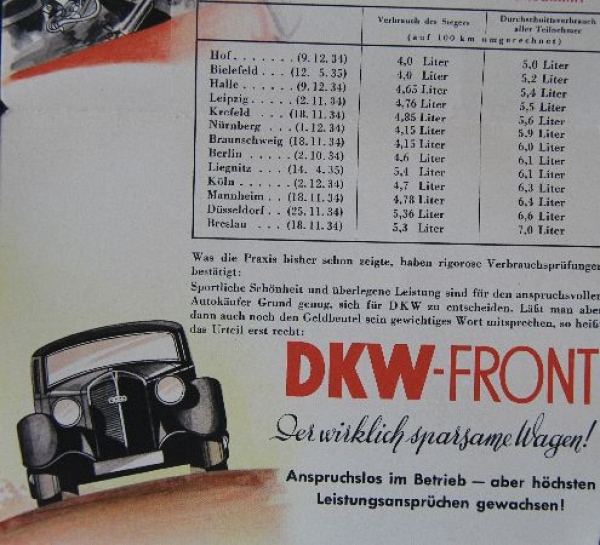 DKW Front Modelprogram 1935  "Wenn das Ihr Geldbeutel erfaehrt" Carbrochure (0303)