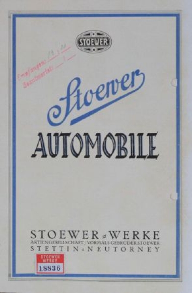Stoewer Modellprogramm 1925 Automobilprospekt (0116)