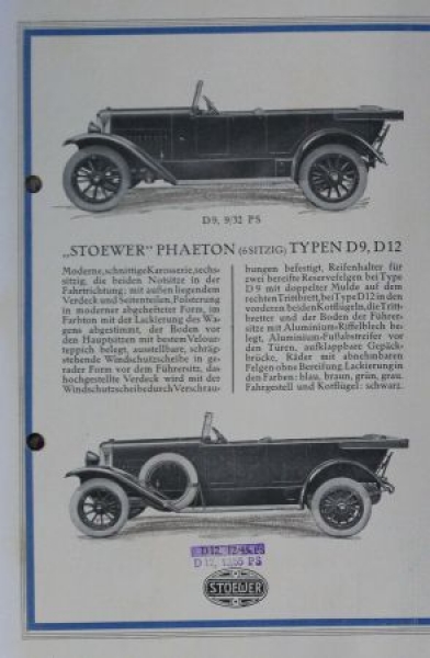 Stoewer Modellprogramm 1925 Automobilprospekt (0116)