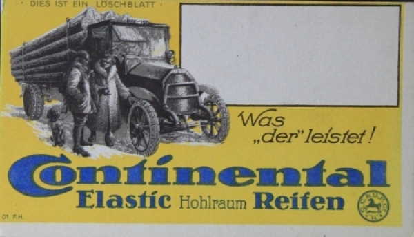 Continental Tires Blottingpaper 1925 "Elastic Hohlraum Reifen - Was der leistet" (0348)
