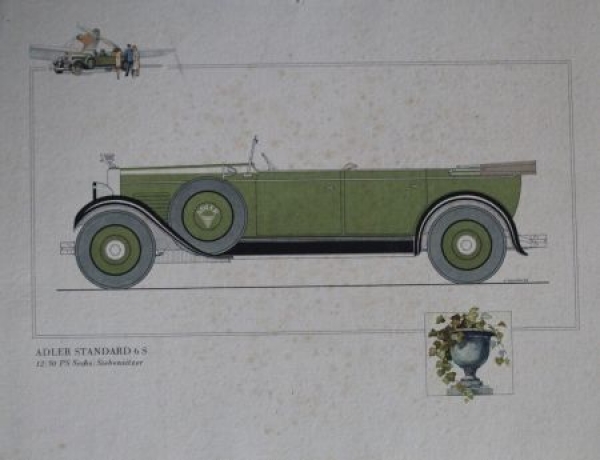 Adler Standard Favorit Modelprogram 1928  Koehler drawings Automobile-Map (0122)