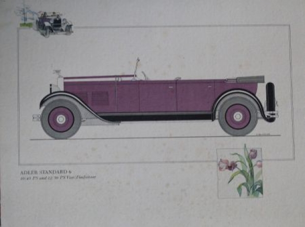 Adler Standard Favorit Modelprogram 1928  Koehler drawings Automobile-Map (0122)