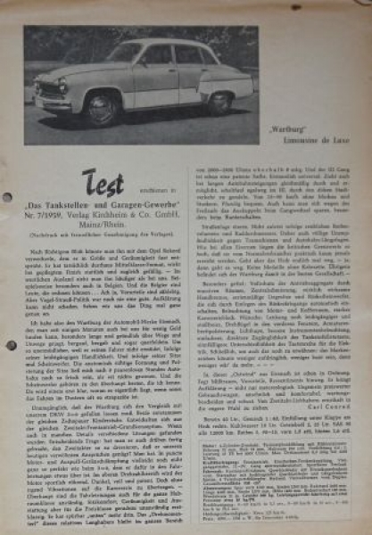 Wartburg Limousine de Luxe Modellprogramm 1959 Automobilprospekt (0364)