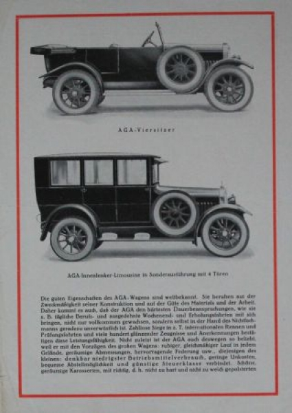 AGA Automobiles Modelprogram 1925 Carbrochure (0370)