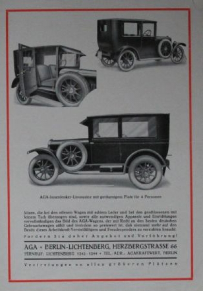 AGA Automobiles Modelprogram 1925 Carbrochure (0370)