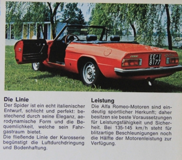 Alfa Romeo Spider 2000 Modelprogram 1969 Carbrochure (0476)