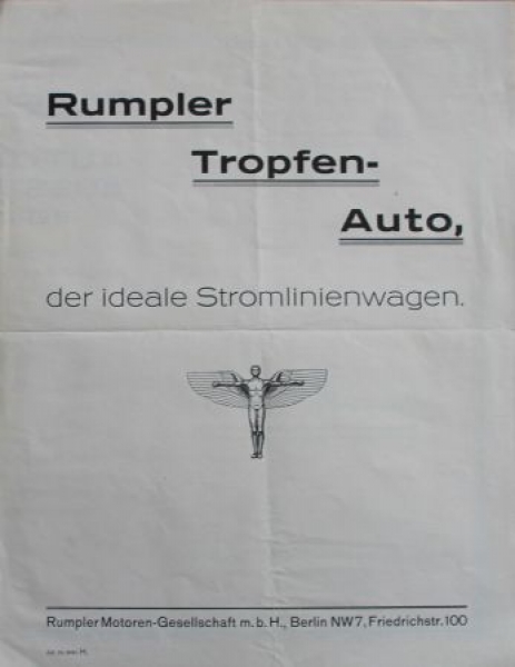 Rumpler Tropfen-Auto "Der ideale Stromlinienwagen" 1921 (S0583)