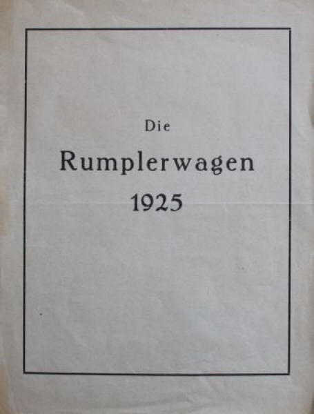 Rumpler Modelprogram "Die Rumplerwagen" 1925 (S0588)