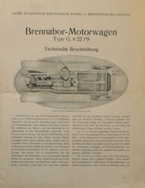 Brennabor Type G 8/22 PS Modellprogramm 1919 (S0590)