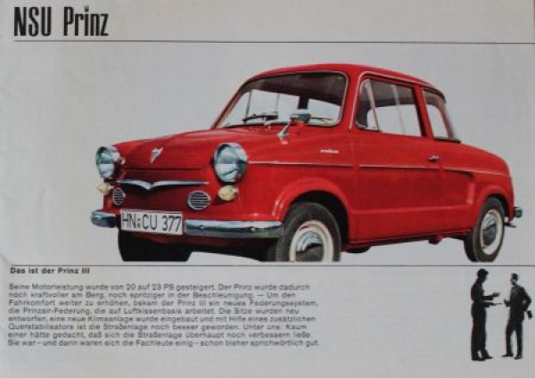 NSU Prinz III Modellprogramm 1961 "In Ruhe erwägen" Automobilprospekt (0655)