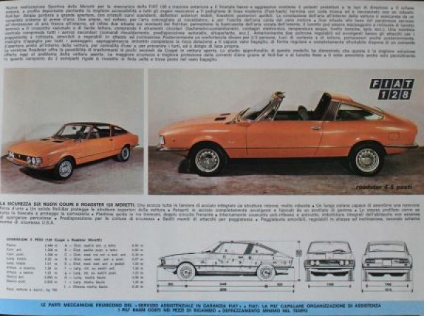 Moretti Fiat 128 Coupe Modelprogram 1969 Carbrochure (0721)