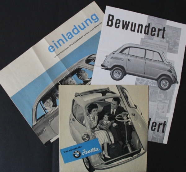 BMW Isetta Modelprogram 1956 "Das spricht fuer Isetta" 3 Carbrochures (0759)