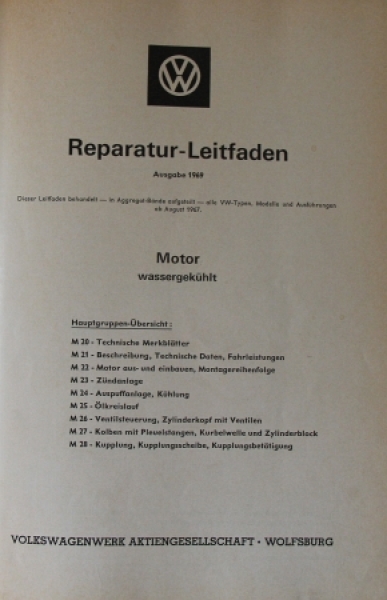 Volkswagen "Motor wassergekuehlt" 1969 Repairmanual (0789)