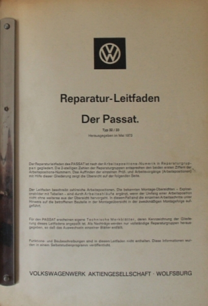 Volkswagen Passat Typ 32 Repair-Manual 1973 (0787)