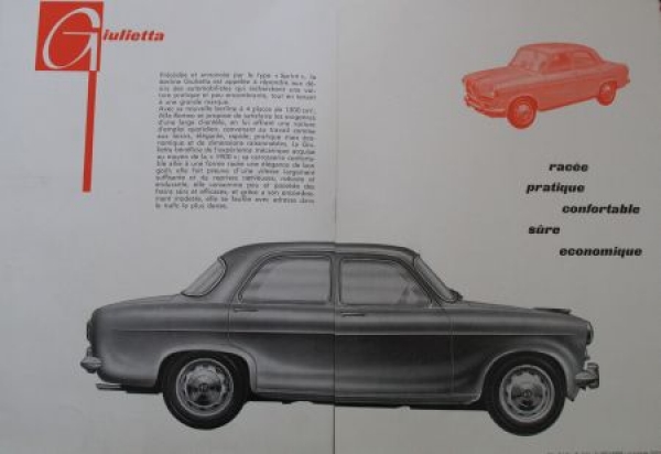 Alfa Romeo Giulietta 1300 cc Modelprogram 1956 Carbrochure (9949)