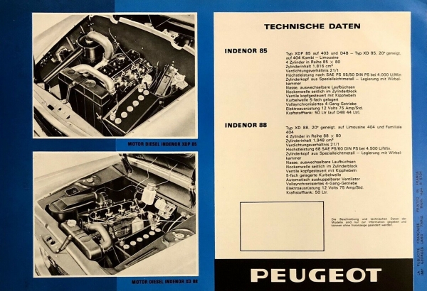 Peugeot 403 - 404 Diesel Modelprogram 1965 Carbrochure (4789)