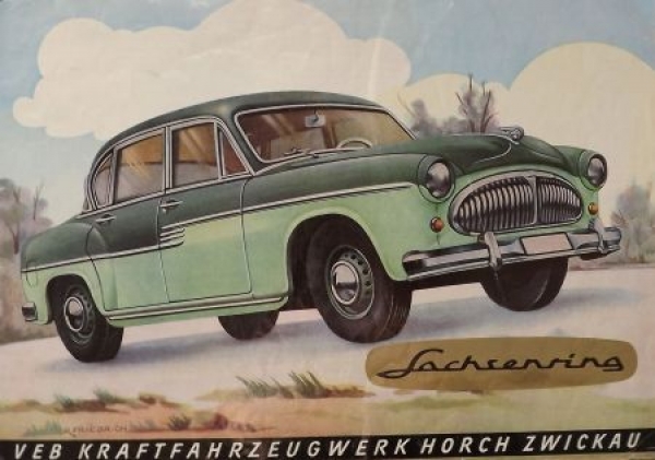 Sachsenring Horch P 240 Modellprogramm 1956 Original Automobilprospekt (1402)