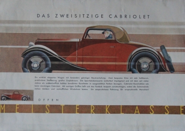 DKW Front Modelprogram 1933 Reuters-Drawing Carbrochure (0754)