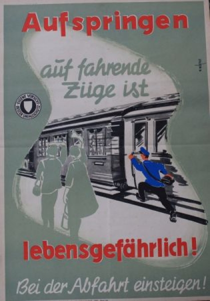 Deutsche Bundesbahn "Aufspringen lebensgefährlich!" Advertising-Poster 1956 (3654)