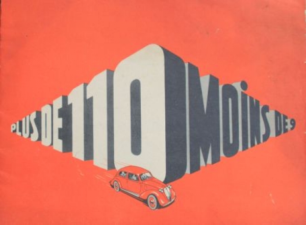 Simca 1100 Modellprogramm 1938 "Plus de moins de 9" Automobilprospekt (4259)