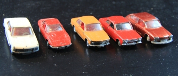 Schuco Lot 1972 five Cars BMW, Ford, Opel, VW DieCast Models (1759)