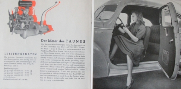 Ford Taunus Modellprogramm 1948 "Wir nehmen den Taunus" Automobilprospekt (1806)