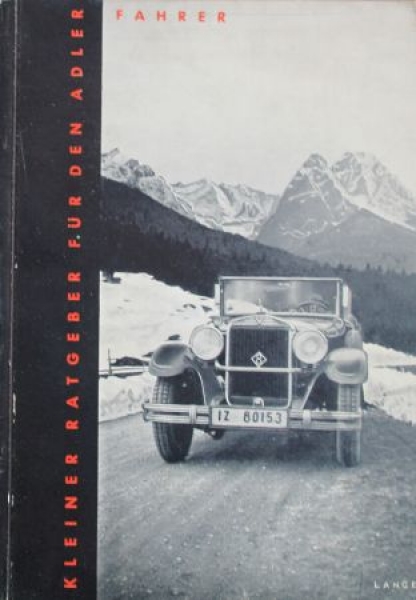 Adler Automobiles "Kleiner Ratgeber" 1930 Ownermanual (4490)
