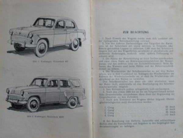 Moskwitsch 407 and 423 H 1958 Ownermanual (4655)