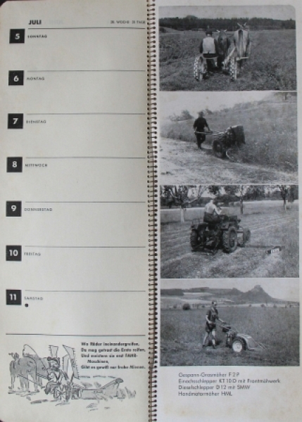 Fahr Factoryfabric Tractor-Yearcalendar 1953 (2070)