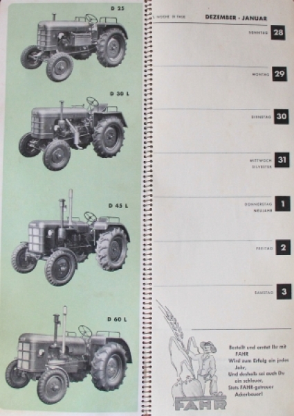 Fahr Factoryfabric Tractor-Yearcalendar 1953 (2070)