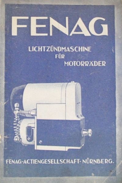 FENAG "Lichtzuendmaschinen für Motorraeder" 1928 Motorbike-Sparepartbrochure (2076)