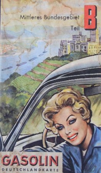 Gasolin Roadmap 1958 Germany "Deutschland - Mittlers Bundesgebiet" (2121)