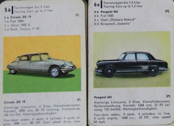 Altenburg  Spielkarten "Auto-Quartett" 1963 Cardgame (2158)